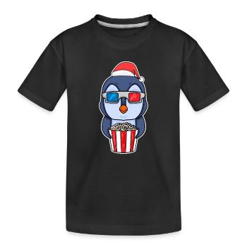 Pingouin 3d cinéma soirée cinéma Noël - T-shirt bio Premium Enfant - noir - Devant