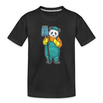 Panda Reinigungskraft Wischmop Reinigung - Kinder Premium Bio T-Shirt - Schwarz - Vorne