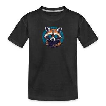 Waschbär Sonnenbrille Schupp Ringelschwanz - Kinder Premium Bio T-Shirt - Schwarz - Vorne
