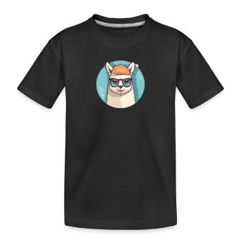 Alpaca Llama Sunglasses - Kids' Premium Organic T-Shirt - black - Front