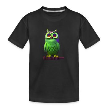 Hibou vert sur une branche - T-shirt bio Premium Enfant - noir - Devant