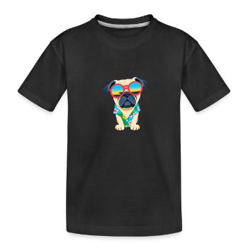 Chill Pug in Shades - Kids' Premium Organic T-Shirt - black - Front