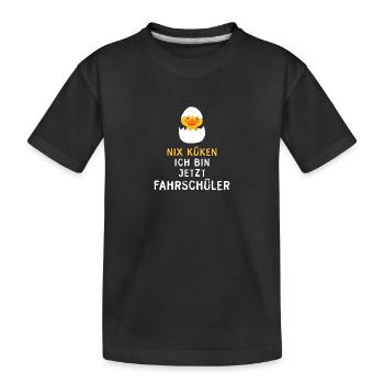 Küken Fahrschüler Auto fahren Fahrschule 18 stolz - Kinder Premium Bio T-Shirt - Schwarz - Vorne