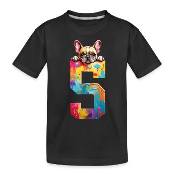 HUND 5 JAHRE FRANZÖSISCHE BULLDOGGE 5. GEBURTSTAG - Kinder Premium Bio T-Shirt - Schwarz - Vorne
