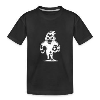 Grinning referee with ball - Kids' Premium Organic T-Shirt - black - Front