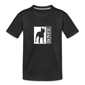Boston Terrier Bostie Grafik mit Schriftzug - Kinder Premium Bio T-Shirt - Schwarz - Vorne