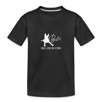 Bostie wahre Liebe auf vier Pfoten - Kinder Premium Bio T-Shirt - Schwarz - Vorne