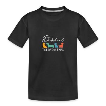 Dackel wahre Liebe auf vier Pfoten - Kinder Premium Bio T-Shirt - Schwarz - Vorne