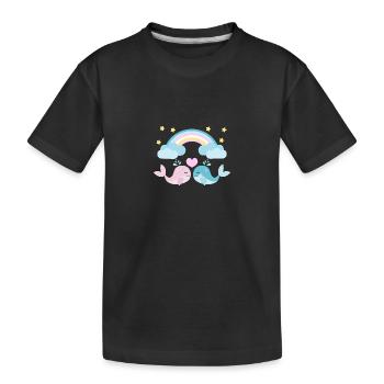 Two fish in love under the rainbow - Kids' Premium Organic T-Shirt - black - Front