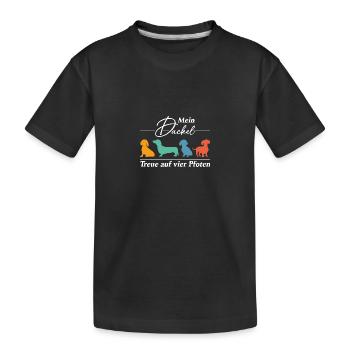 Dackel Treue auf vier Pfoten. Dackelsilhouette - Kinder Premium Bio T-Shirt - Schwarz - Vorne