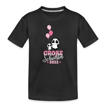 Baby Schwangerschaft Panda Große Schwester 2023 - Kinder Premium Bio T-Shirt - Schwarz - Vorne