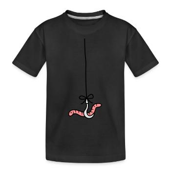 hunger wurm haken angelhaken schnur seil comic car - Kinder Premium Bio T-Shirt - Schwarz - Vorne