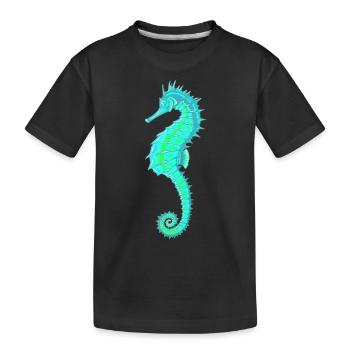 Seepferdchen Türkis. Meeresleben. Seepferdchen - Kinder Premium Bio T-Shirt - Schwarz - Vorne