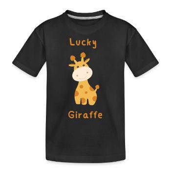 Lucky Giraffe - Kids' Premium Organic T-Shirt - black - Front