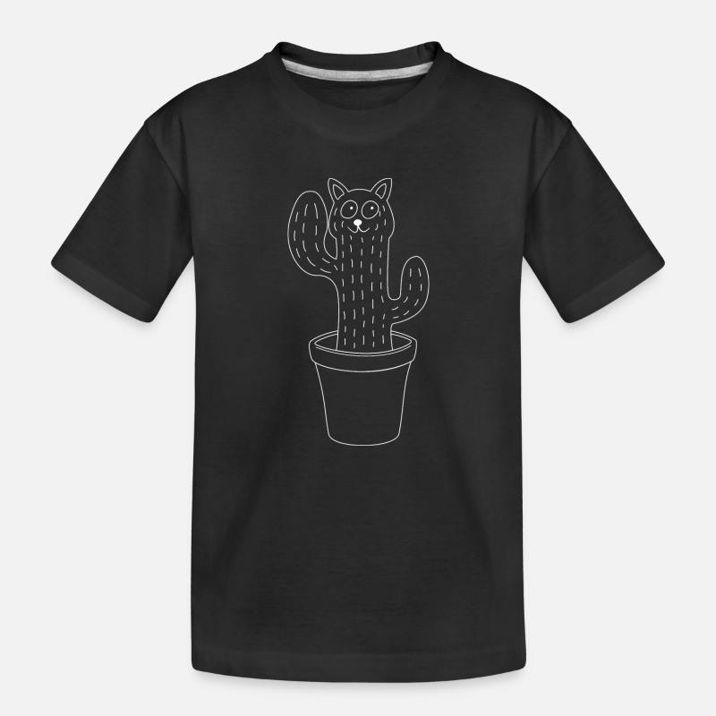 Chat - Cactus - Pot de fleurs - T-shirt bio Premium Enfant - noir