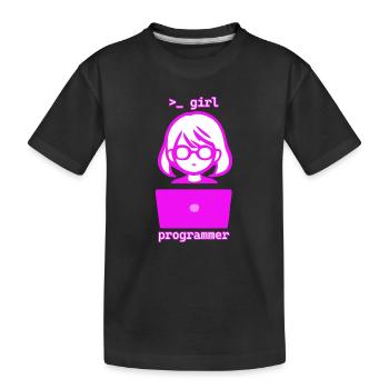 Frau mit Computer girl programmer - Kinder Premium Bio T-Shirt - Schwarz - Vorne