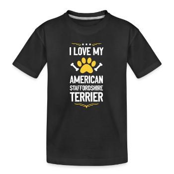 J’aime mon Staffordshire américain - T-shirt bio Premium Enfant - noir - Devant