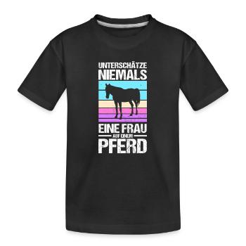 Reiten Pferdeliebhaber Reiterhof Pferde - Kinder Premium Bio T-Shirt - Schwarz - Vorne