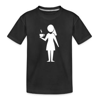 Femme au café - T-shirt bio Premium Enfant - noir - Devant