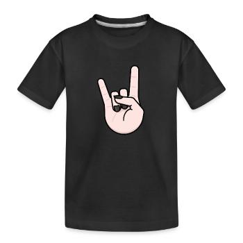Heavy Metal Gruß Pommesgabel - Kinder Premium Bio T-Shirt - Schwarz - Vorne