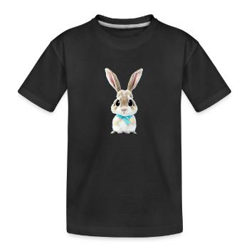 Hase mit Schleife - Kinder Premium Bio T-Shirt - Schwarz - Vorne