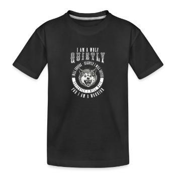 Wolf Nordisch Mond - Kinder Premium Bio T-Shirt - Schwarz - Vorne