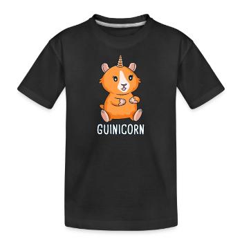 Meerschweinchen als Einhorn Gunicorn Meerschwein - Kinder Premium Bio T-Shirt - Schwarz - Vorne