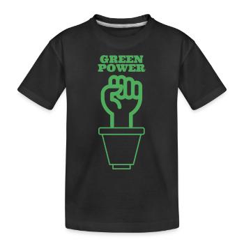 Green Power - Kids' Premium Organic T-Shirt - black - Front