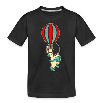 Astronaut Hot Air Balloon Spaceman - Kids' Premium Organic T-Shirt - black - Front