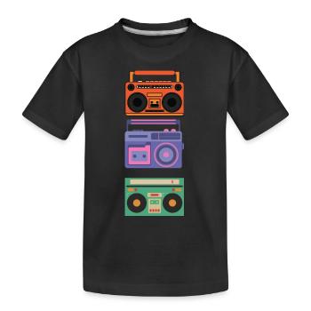 Hip Hop Beat Producer Retro Ghetto Blaster 1990s - Kinder Premium Bio T-Shirt - Schwarz - Vorne