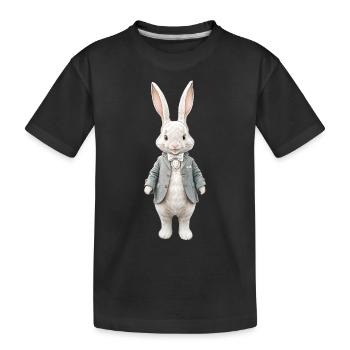 Niedlicher Hase weiss 1 - Kinder Premium Bio T-Shirt - Schwarz - Vorne