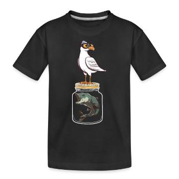 Mouette Mouettes Poisson Poisson Mouette Maritime - T-shirt bio Premium Enfant - noir - Devant