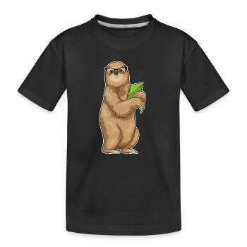 Sloth Secretary Folder Office - Kids' Premium Organic T-Shirt - black - Front