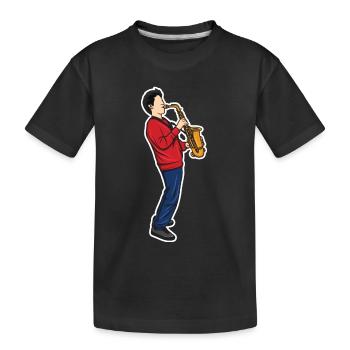 Funny saxophone boy - Kids' Premium Organic T-Shirt - black - Front