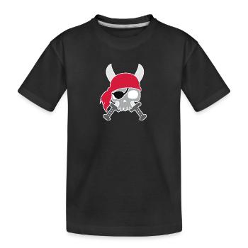 Digitalstoff-Schädel: Freibeuter der Meere - Kinder Premium Bio T-Shirt - Schwarz - Vorne