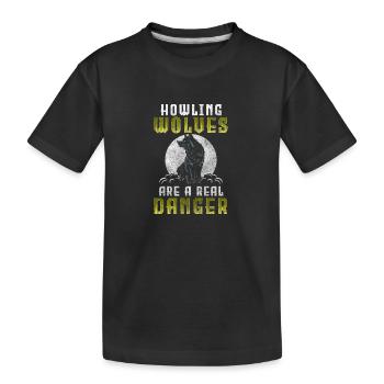 Wölfe Wolfshund Sagen Grauer Wolf - Kinder Premium Bio T-Shirt - Schwarz - Vorne