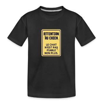 attention au chien - T-shirt bio Premium Enfant - noir - Devant