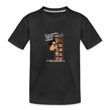 Bookworm bookworm on a bookshelf - Kids' Premium Organic T-Shirt - black - Front