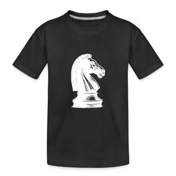 Schachbrett mit Schachfiguren König und Bauern - Kinder Premium Bio T-Shirt - Schwarz - Vorne