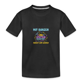 Kindergarten graduates school start school child dino enrollment - Kids' Premium Organic T-Shirt - black - Front
