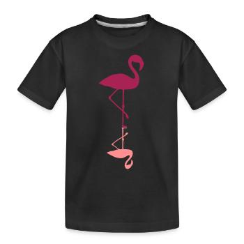 flamingo spiegelung wasser gespiegelt reflektion r - Kinder Premium Bio T-Shirt - Schwarz - Vorne