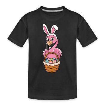 Joli flamant rose de Pâques avec panier de Pâques - T-shirt bio Premium Enfant - noir - Devant
