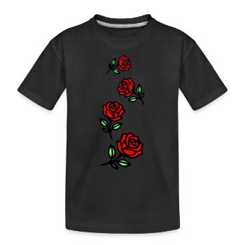 Roses Fleurs - T-shirt bio Premium Enfant - noir - Devant