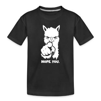 Alpaka zeigt auf dich – Nope. You. - Kinder Premium Bio T-Shirt - Schwarz - Vorne