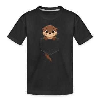 Une loutre mignonne qui sort de sa poche, - T-shirt bio Premium Enfant - noir - Devant