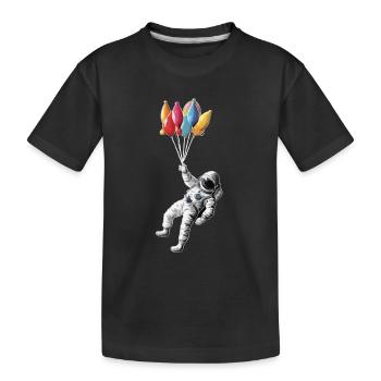 Astronaut mit Luftballons - Kinder Premium Bio T-Shirt - Schwarz - Vorne
