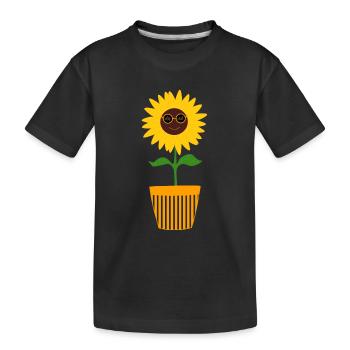 70er Jahre Blume Muster Sonnenblume - Kinder Premium Bio T-Shirt - Schwarz - Vorne