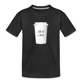 J’aime pas le matin / ado / café - T-shirt bio Premium Enfant - noir - Devant