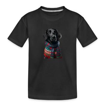 Flat-Coated Retriever Weihnachten - Kinder Premium Bio T-Shirt - Schwarz - Vorne