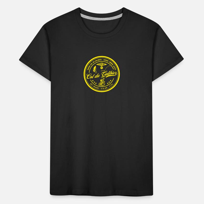 Col du Galibier, Route, Cyclisme, Vélo, Jaune T-shirt bio Premium Enfant